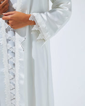 Load image into Gallery viewer, White Lace Abaya in Silk Fabric