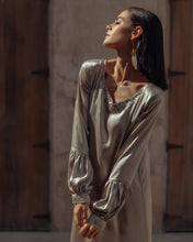 Load image into Gallery viewer, Balloon Sleeve Coffee Dress
